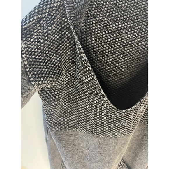 Very J Pullover Cardigan Sweater Women L Oversized Hooded Grey Textured Cotton - Picture 4 of 11